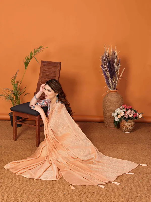 Chiffon_Plain_Saree_With_Kalamkari_Digital_Print_Blouse