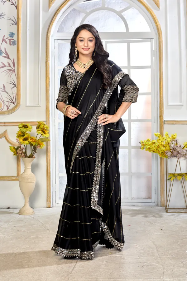 Satin_Silk_Saree_With_Exquisite_Mirror_Work_And_Matching_Blouse_Piece