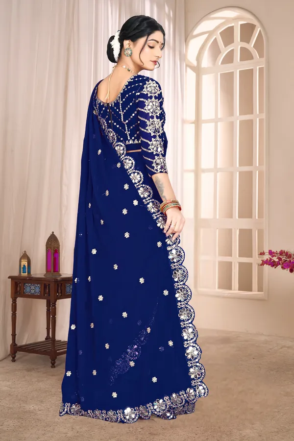 Georgette_Saree_With_Heavy_Mirror_Work_And_Sequence_With_Matching_Blouse_Piece