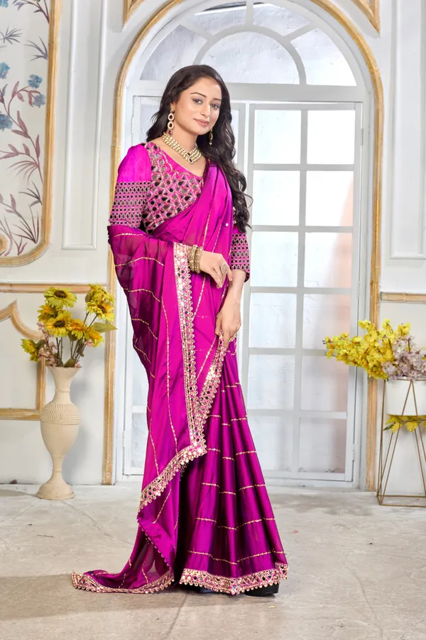 Satin_Silk_Saree_With_Exquisite_Mirror_Work_And_Matching_Blouse_Piece