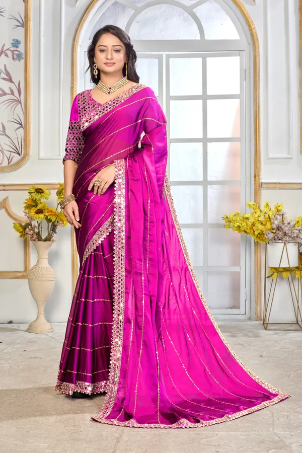Satin_Silk_Saree_With_Exquisite_Mirror_Work_And_Matching_Blouse_Piece