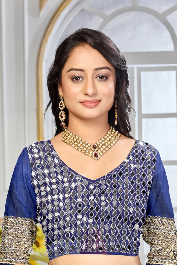 Georgette_Saree_With_Heavy_Mirror_Work_And_Sequence_With_Matching_Blouse_Piece