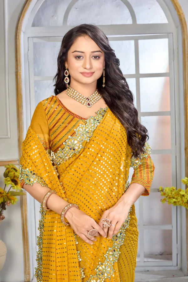 Georgette_Saree_With_Heavy_Mirror_Work_And_Sequence_With_Matching_Blouse_Piece
