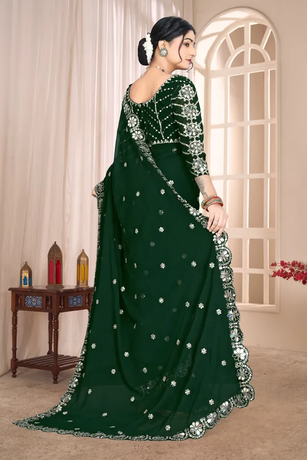 Georgette_Saree_With_Heavy_Mirror_Work_And_Sequence_With_Matching_Blouse_Piece