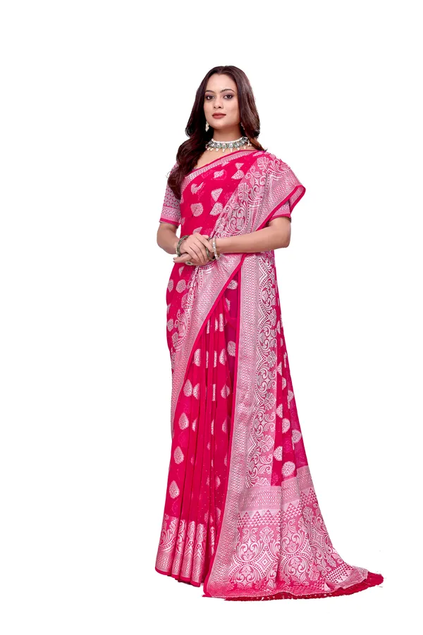 Georgette_Saree_Floral_Pattern_With_Blouse_Piece