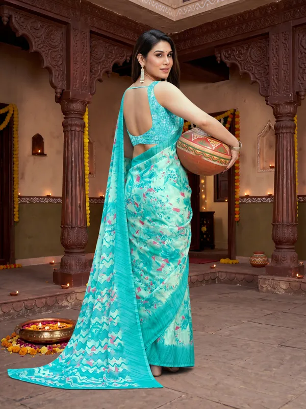 Tussar_Silk_Saree_Digital_Printed_Floral_Pattern_With_Running_Blouse_Piece