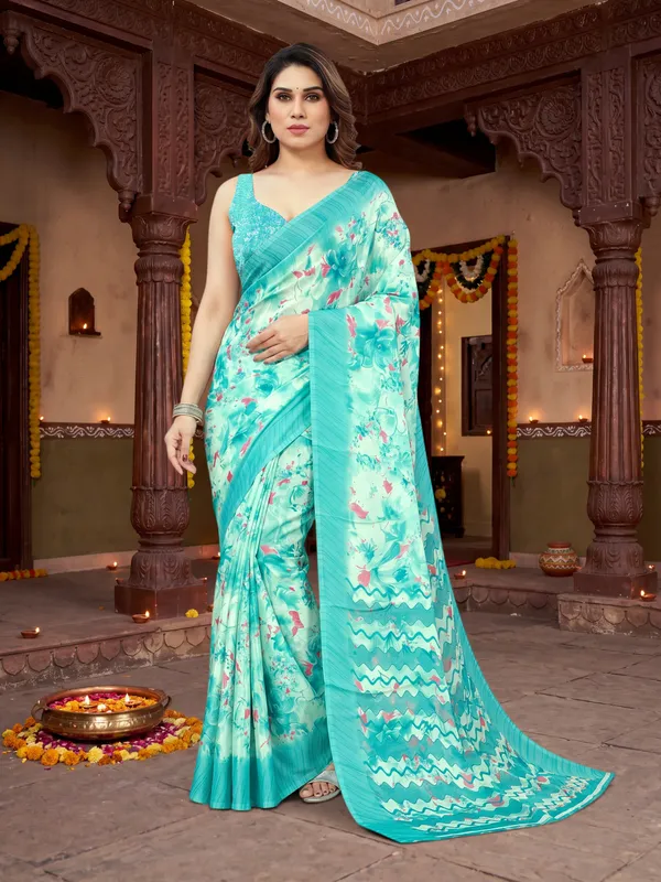 Tussar_Silk_Saree_Digital_Printed_Floral_Pattern_With_Running_Blouse_Piece