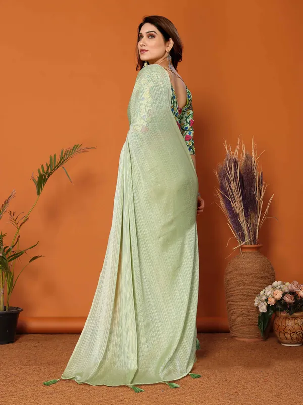 Chiffon_Plain_Saree_With_Kalamkari_Digital_Print_Blouse