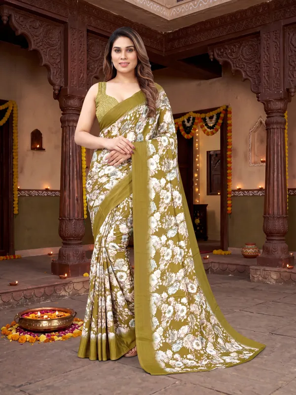 Tussar_Silk_Saree_Digital_Printed_Floral_Pattern_With_Running_Blouse_Piece