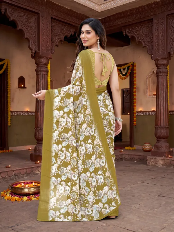 Tussar_Silk_Saree_Digital_Printed_Floral_Pattern_With_Running_Blouse_Piece