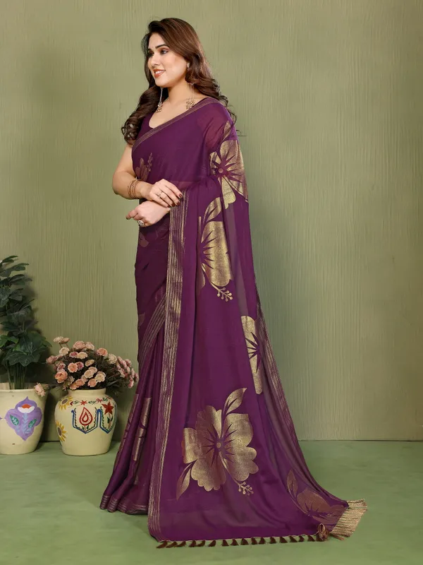 Star_Georgette_Foil_Print_Saree_With_Zalar_Lace
