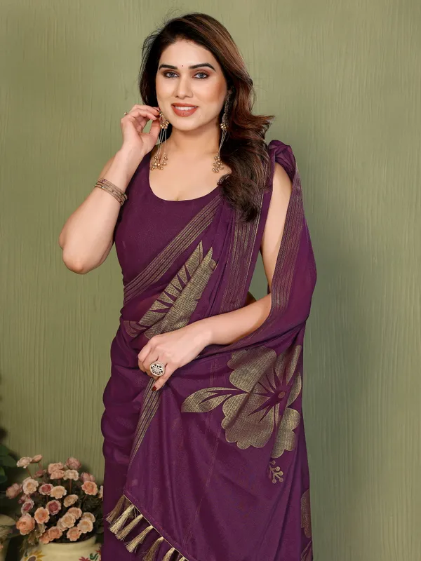 Star_Georgette_Foil_Print_Saree_With_Zalar_Lace