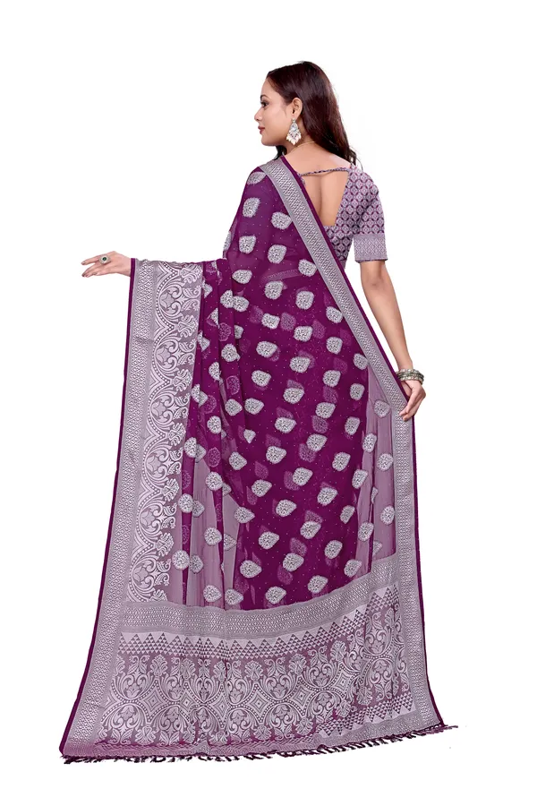 Georgette_Saree_Floral_Pattern_With_Blouse_Piece