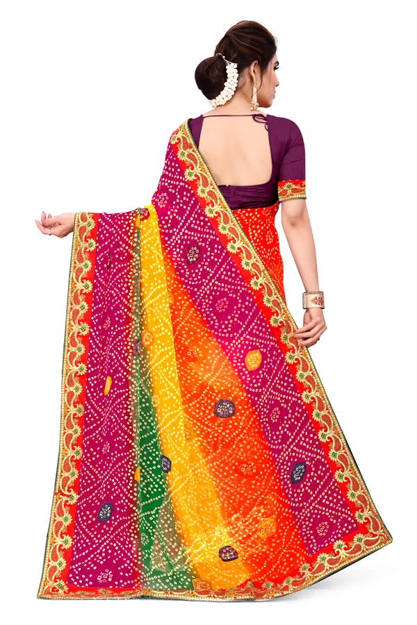 Georgette_Saree_Bandhani_Pattern_Fancy_Lace_Printed_Saree