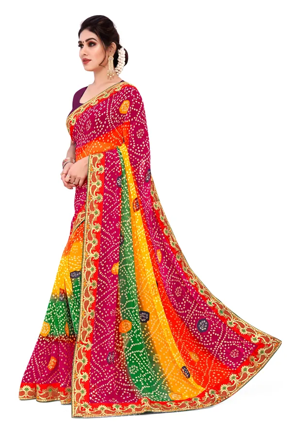Georgette_Saree_Bandhani_Pattern_Fancy_Lace_Printed_Saree