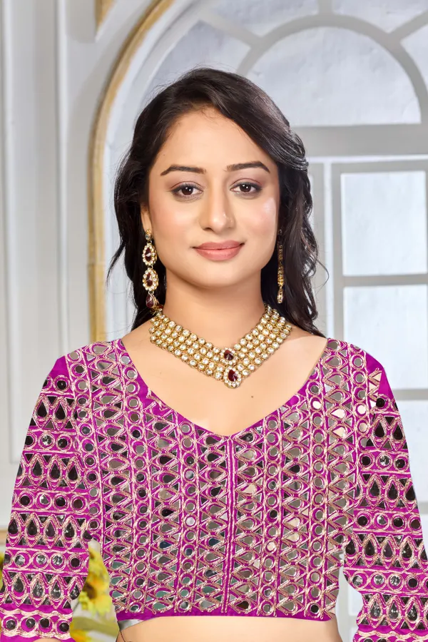Georgette_Saree_With_Heavy_Mirror_Work_And_Sequence_With_Matching_Blouse_Piece