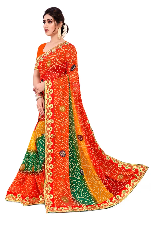 Georgette_Saree_Bandhani_Pattern_Fancy_Lace_Printed_Saree