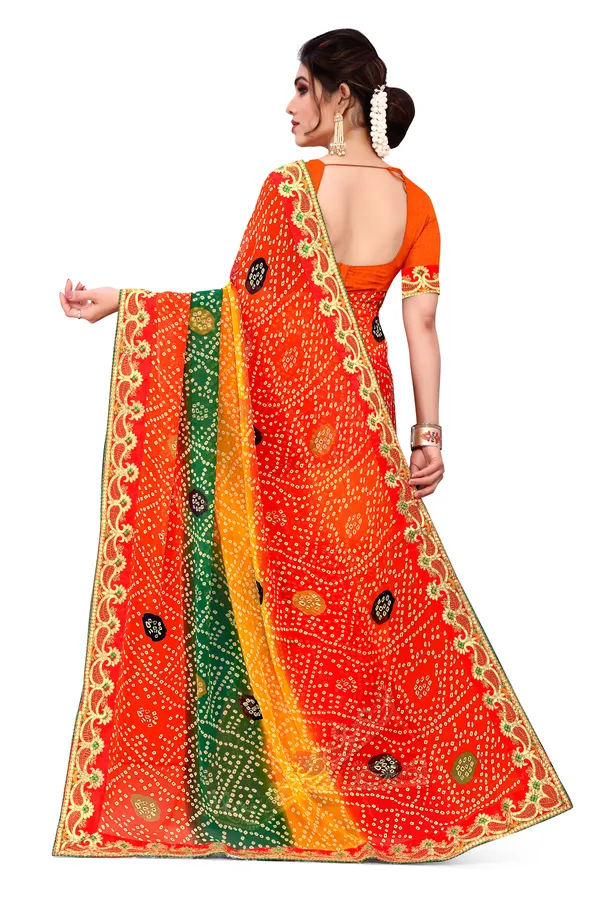 Georgette_Saree_Bandhani_Pattern_Fancy_Lace_Printed_Saree