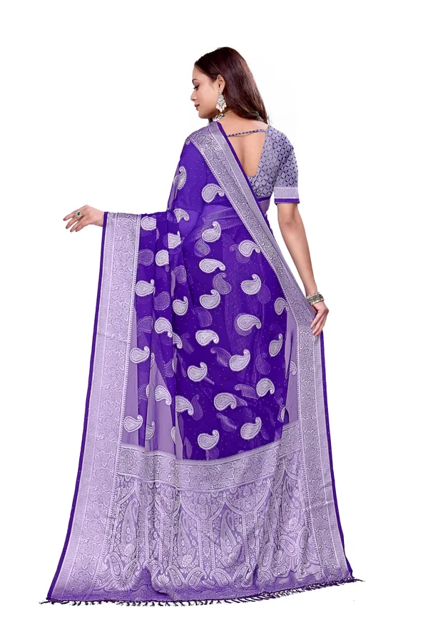 Georgette_Saree_Paisley_Pattern_With_Blouse_Piece