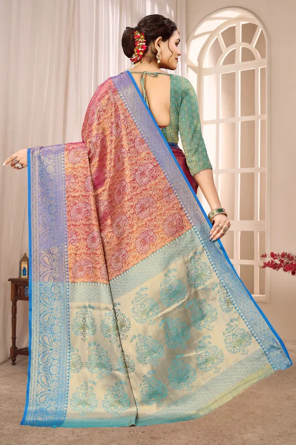 Banarasi_Silk_Saree_With_Zari_Border_And_Unstitched_Blouse