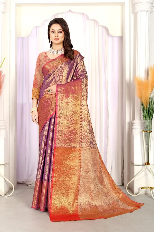 Kanjeevaram_Banarasi_Silk_Saree_With_Unstitched_Blouse