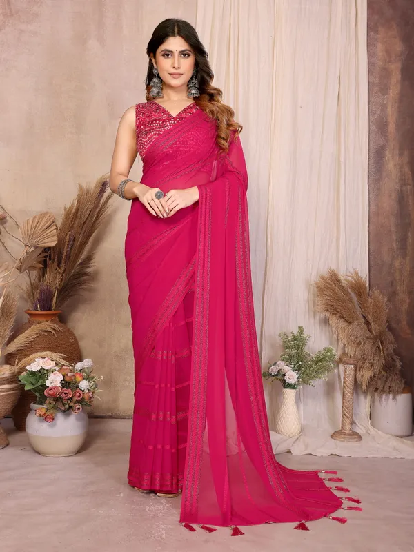 Georgette_Saree_Kaju_Patta_Pattern_Unstitched_Banglory_Print_Foil_Blouse