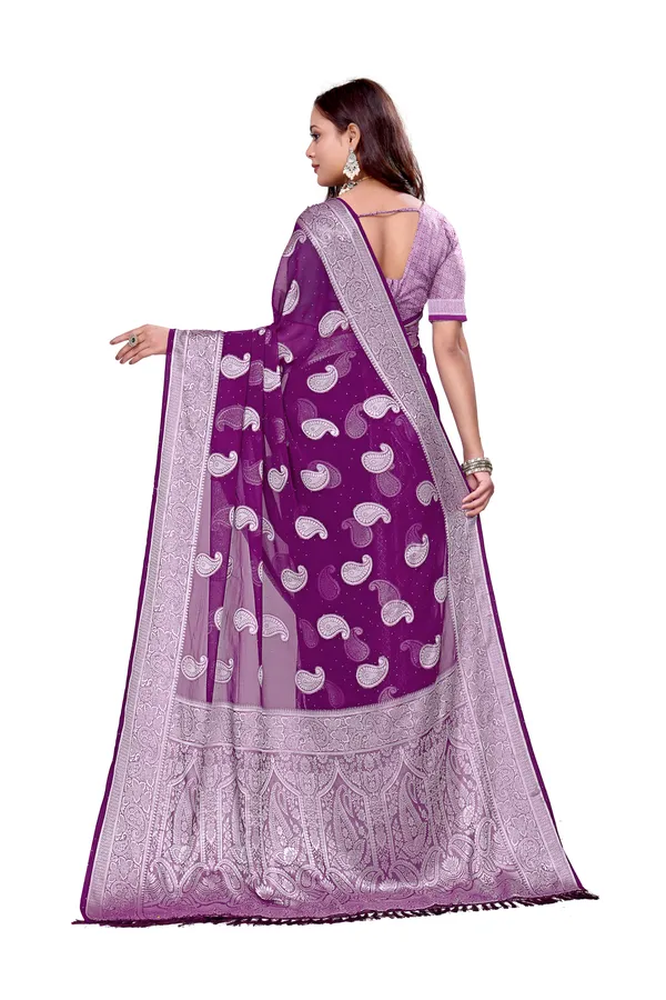 Georgette_Saree_Paisley_Pattern_With_Blouse_Piece