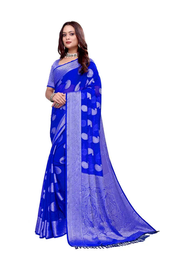 Georgette_Saree_Paisley_Pattern_With_Blouse_Piece