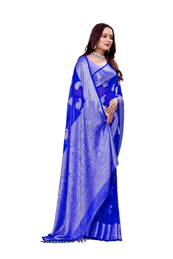 Georgette_Saree_Paisley_Pattern_With_Blouse_Piece