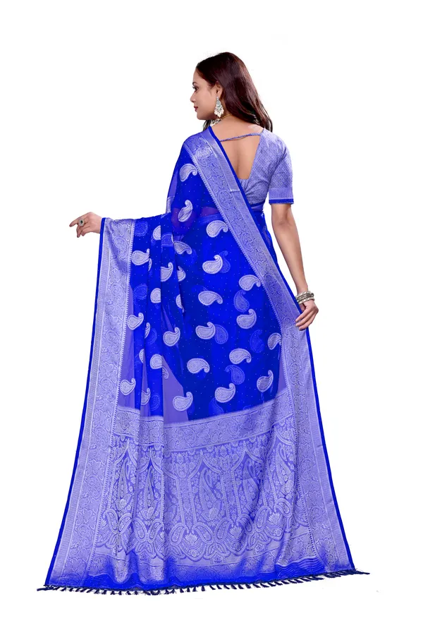 Georgette_Saree_Paisley_Pattern_With_Blouse_Piece