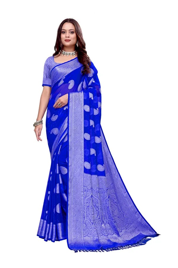 Georgette_Saree_Paisley_Pattern_With_Blouse_Piece