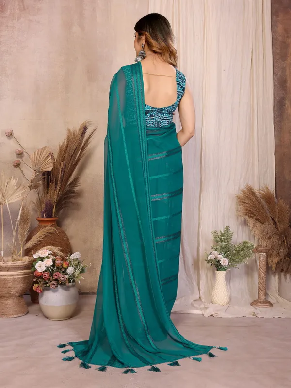 Georgette_Saree_Kaju_Patta_Pattern_Unstitched_Banglory_Print_Foil_Blouse