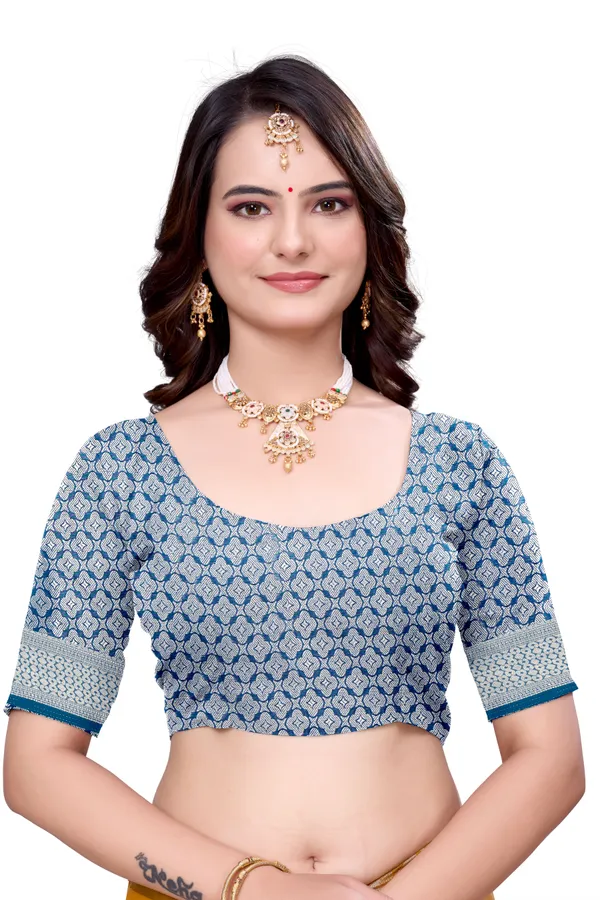 Georgette_Saree_Floral_Pattern_With_Blouse_Piece
