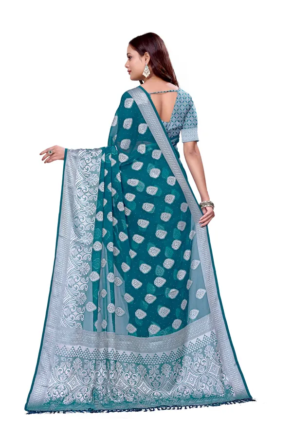 Georgette_Saree_Floral_Pattern_With_Blouse_Piece