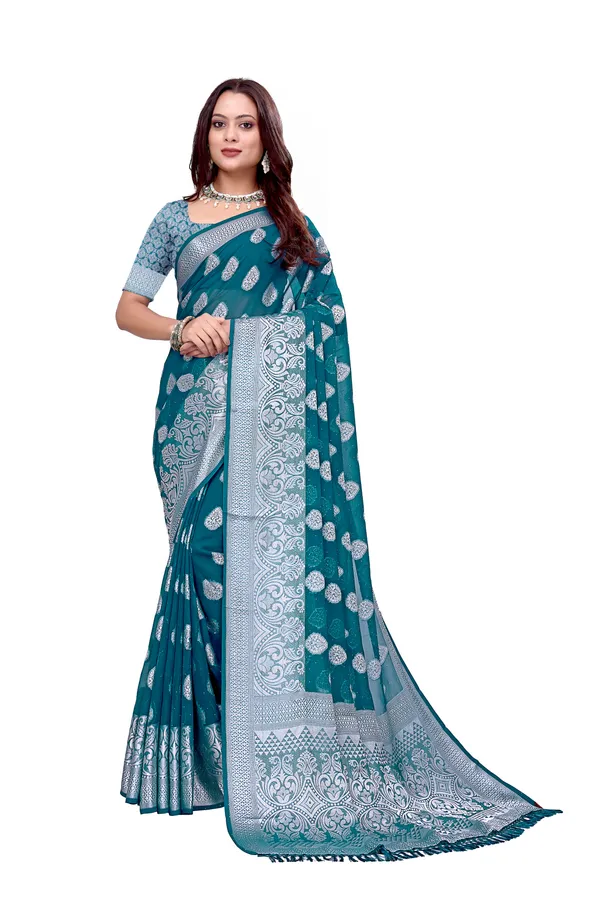 Georgette_Saree_Floral_Pattern_With_Blouse_Piece