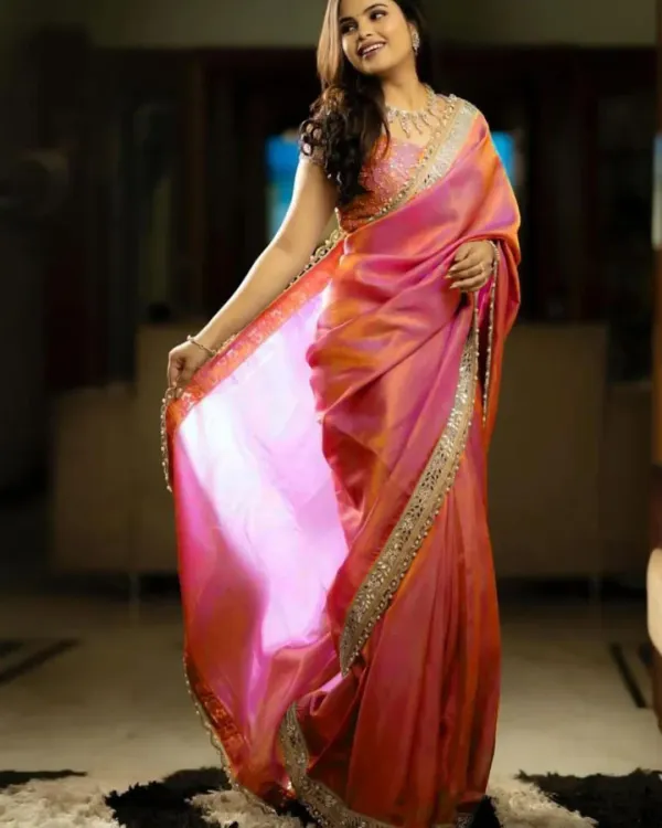 Women_Tissue_Silk_Net_Sequence_And_Real_Mirror_Worked_Saree_With_Blouse
