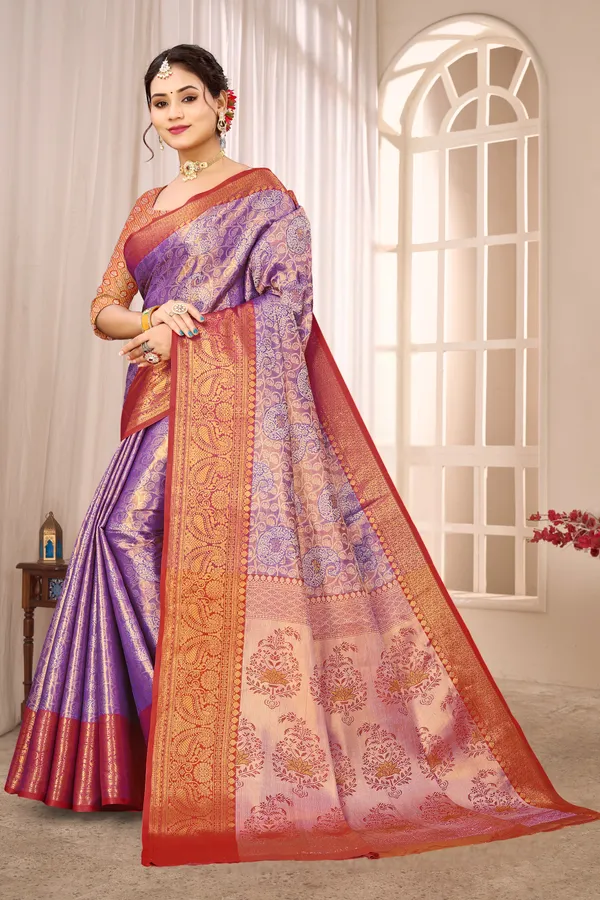 Banarasi_Silk_Saree_With_Zari_Border_And_Unstitched_Blouse