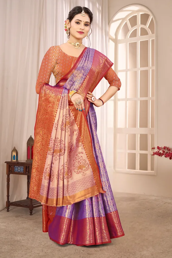 Banarasi_Silk_Saree_With_Zari_Border_And_Unstitched_Blouse