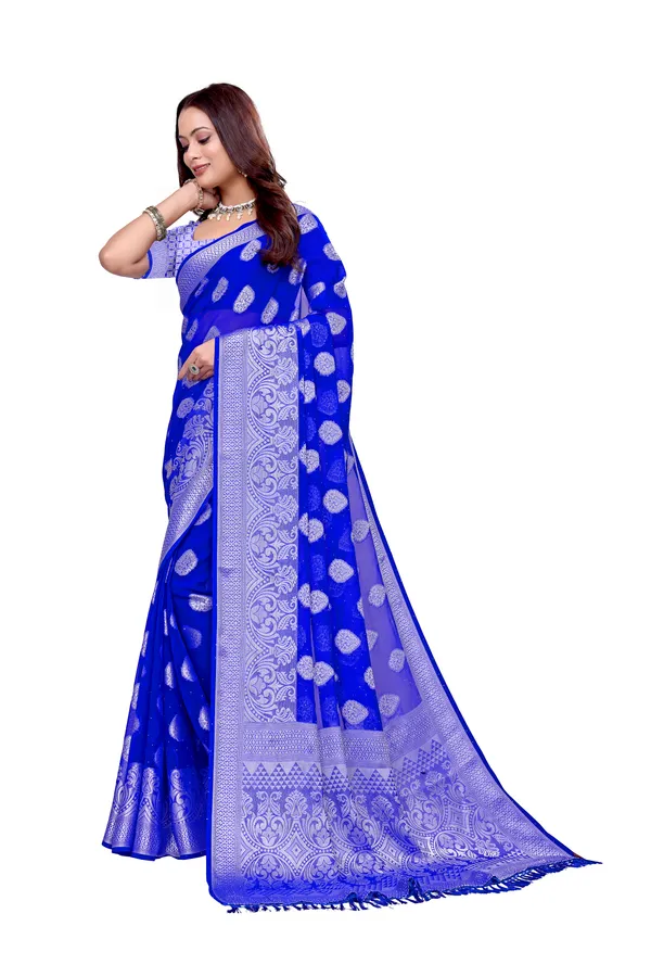 Georgette_Saree_Floral_Pattern_With_Blouse_Piece