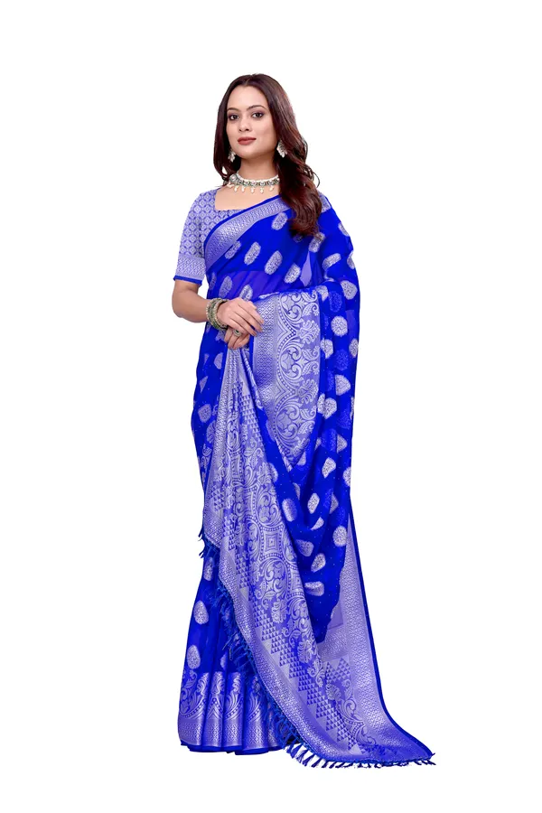 Georgette_Saree_Floral_Pattern_With_Blouse_Piece