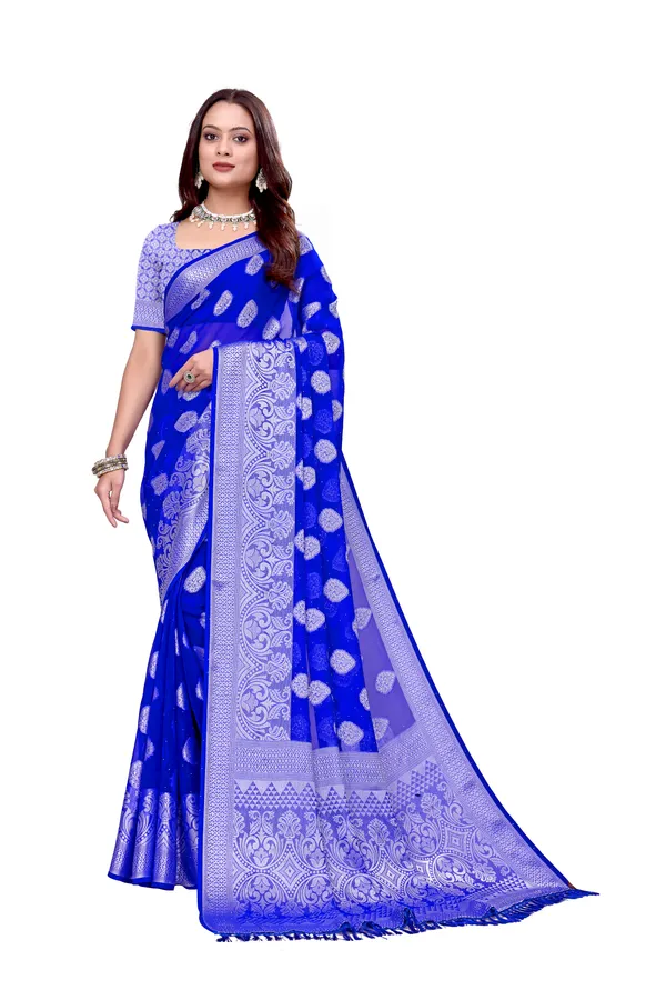 Georgette_Saree_Floral_Pattern_With_Blouse_Piece