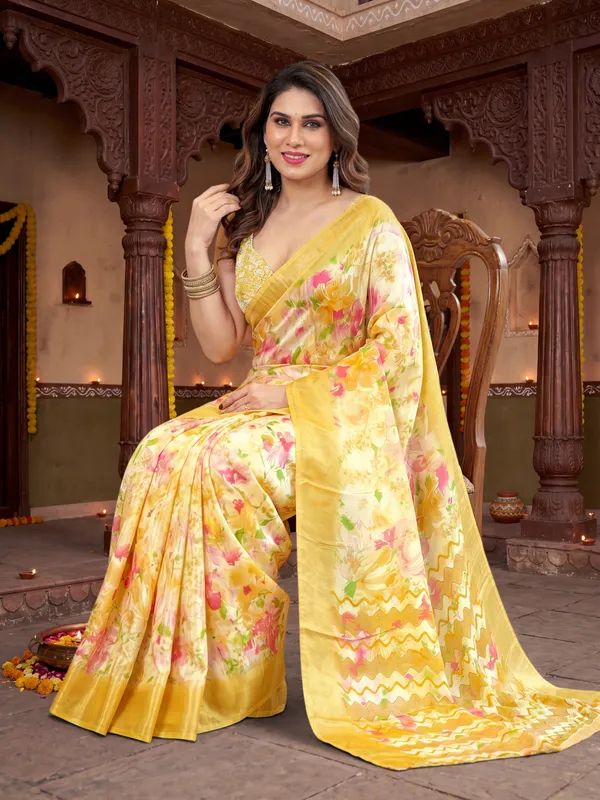 Tussar_Silk_Saree_Digital_Printed_Floral_Pattern_With_Running_Blouse_Piece