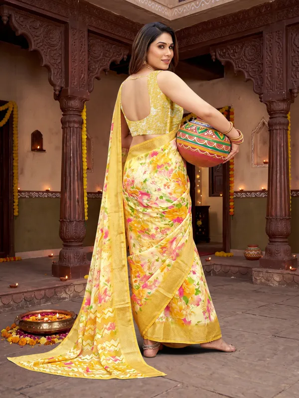 Tussar_Silk_Saree_Digital_Printed_Floral_Pattern_With_Running_Blouse_Piece