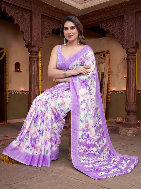 Tussar_Silk_Saree_Digital_Printed_Floral_Pattern_With_Running_Blouse_Piece