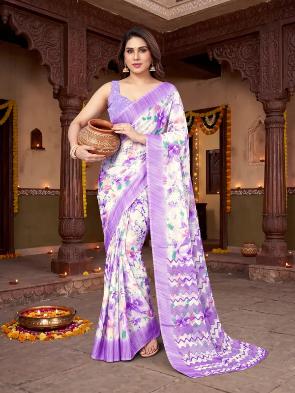Tussar_Silk_Saree_Digital_Printed_Floral_Pattern_With_Running_Blouse_Piece