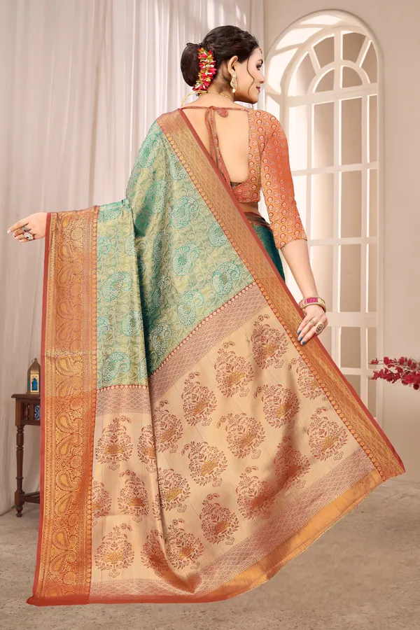 Banarasi_Silk_Saree_With_Zari_Border_And_Unstitched_Blouse