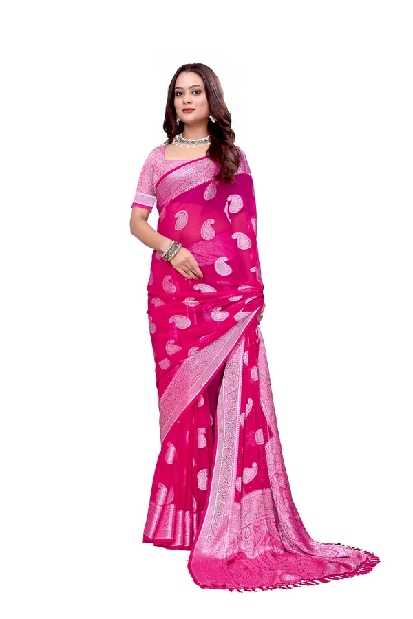 Georgette_Saree_Paisley_Pattern_With_Blouse_Piece