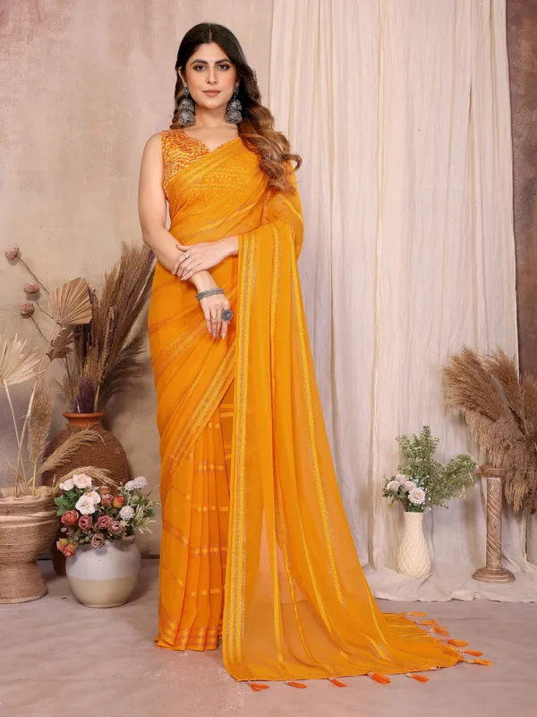 Georgette_Saree_Kaju_Patta_Pattern_Unstitched_Banglory_Print_Foil_Blouse