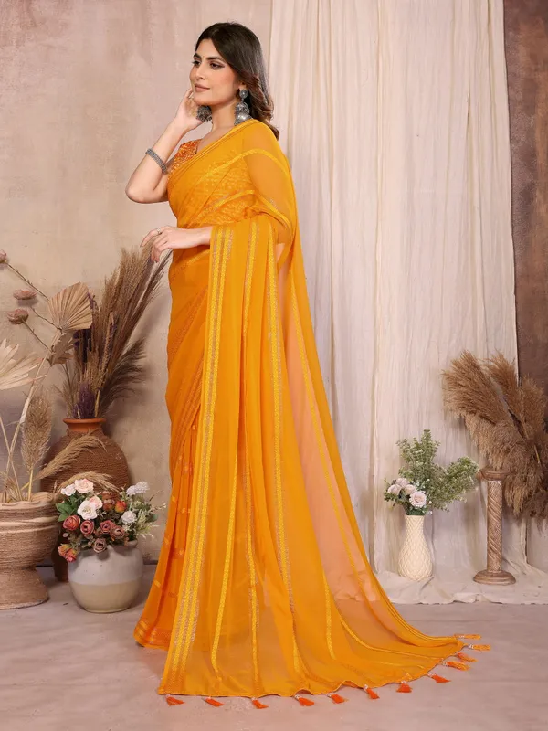 Georgette_Saree_Kaju_Patta_Pattern_Unstitched_Banglory_Print_Foil_Blouse