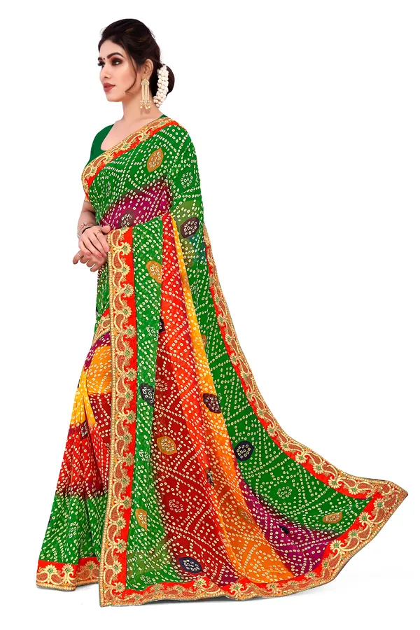 Georgette_Saree_Bandhani_Pattern_Fancy_Lace_Printed_Saree